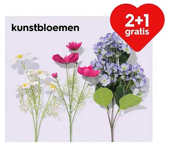 kunstbloemen 2+1 gratis