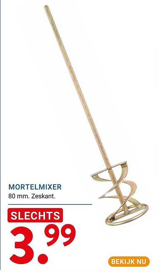 MORTELMIXER 80 mm. Zeskant. SLECHTS