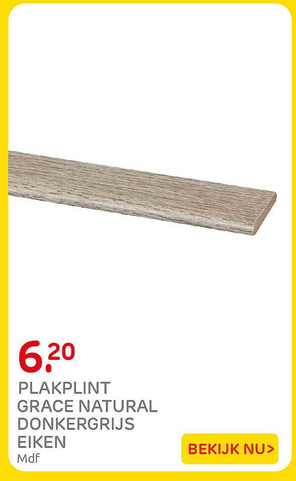 PLAKPLINT GRACE NATURAL DONKERGRIJS EIKEN Mdf