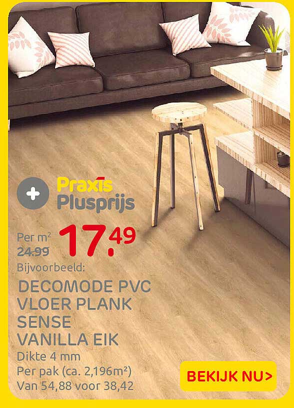 Praxis Plusprijs DECOMODE PVC VLOER PLANK SENSE VANILLA EIK