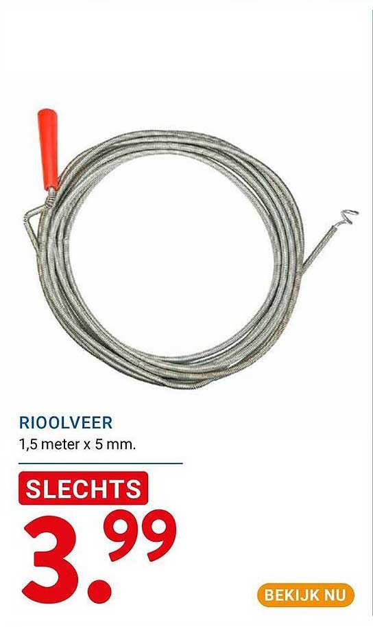 RIOOLVEER 1,5 meter x 5 mm. SLECHTS