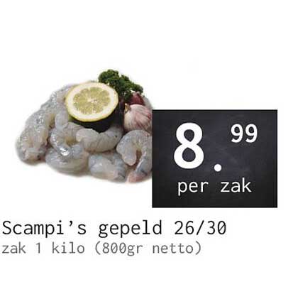 Scampi’s gepeld 26/30