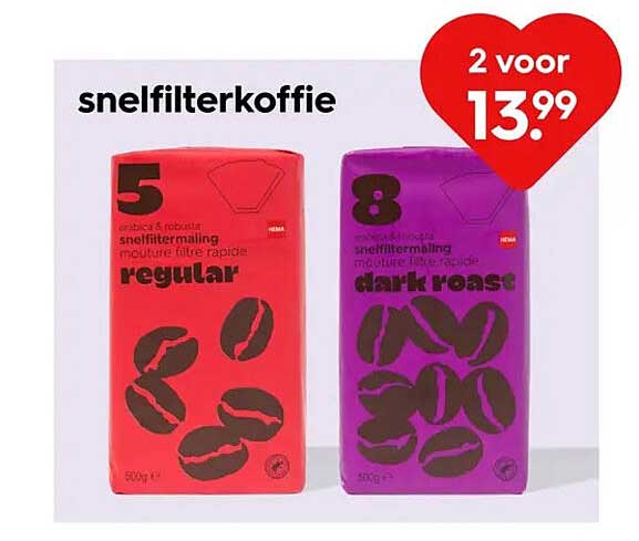 snelfilterkoffie 2 voor 13.99