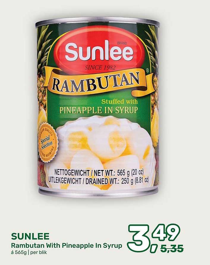 SUNLEE Rambutan With Pineapple In Syrup á 565g | per blik