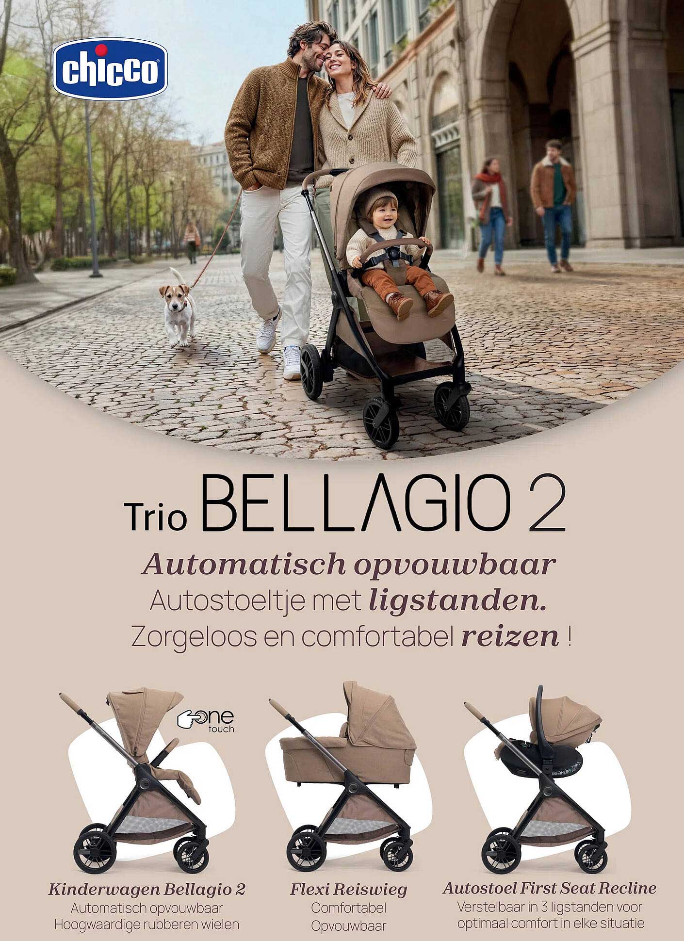 Trio BELLAGIO 2 Automatisch opvouwbaar Autostoeltje met ligstanden. Zorgeloos en comfortabel reizen!