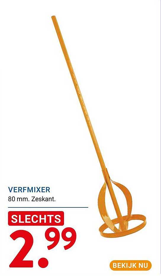 VERFMIXER 80 mm. Zeskant.
