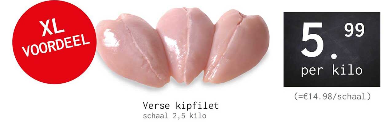 Verse kipfilet schaal 2,5 kilo XL VOORDEEL