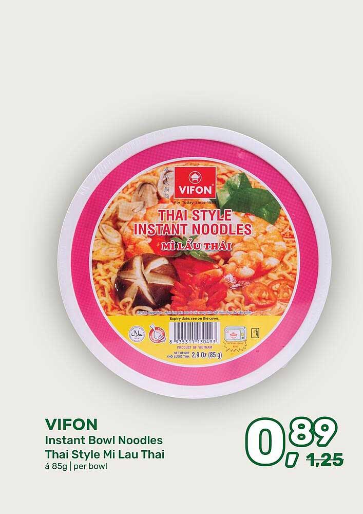 VIFON Instant Bowl Noodles Thai Style Mi Lau Thai