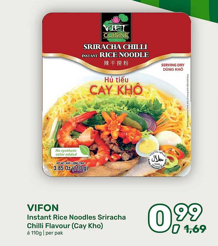 VIFON Instant Rice Noodles Sriracha Chilli Flavour (Cay Kho)