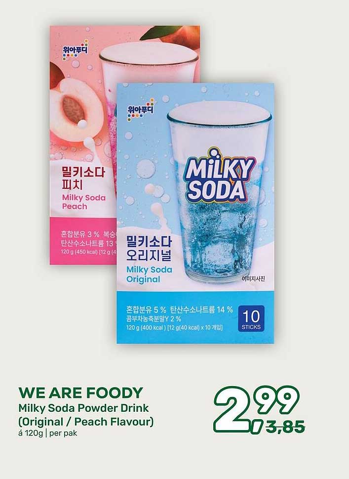 WE ARE FOODY Milky Soda Powder Drink (Original / Peach Flavour) á 120g | per pak