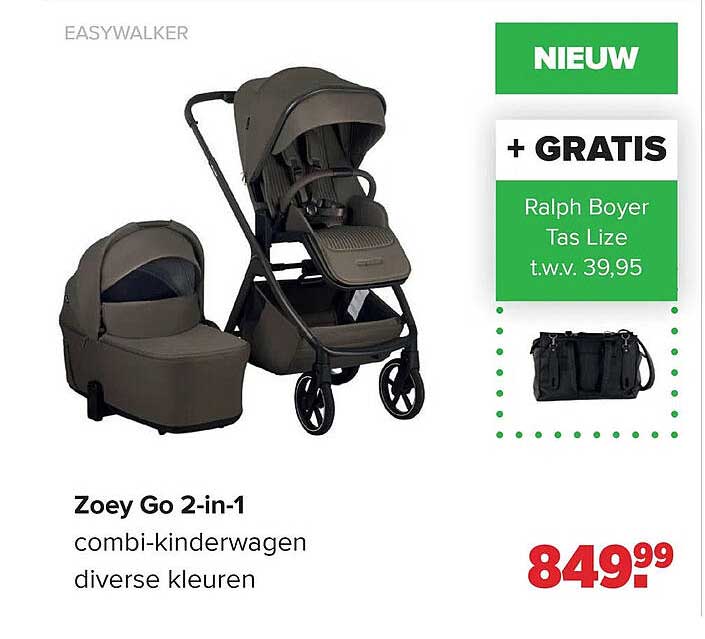 Zoey Go 2-in-1 combi-kinderwagen diverse kleuren + GRATIS Ralph Boyer Tas Lize t.w.v. 39,95