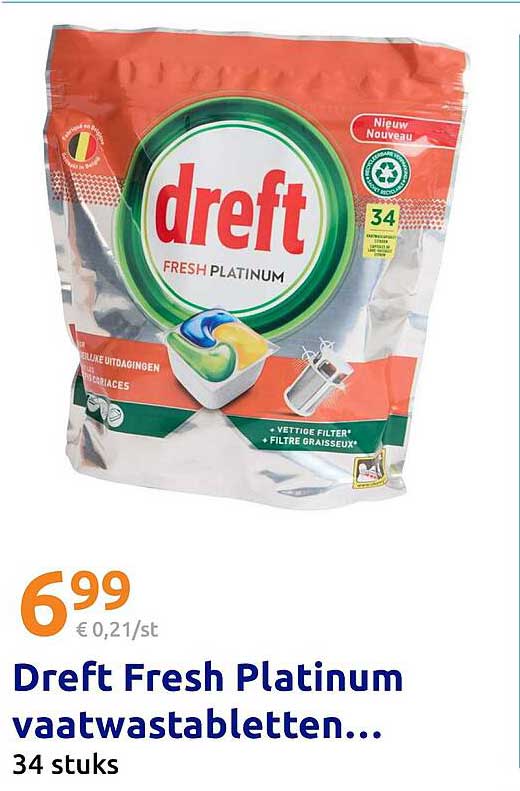 Dreft Fresh Platinum vaatwastabletten...