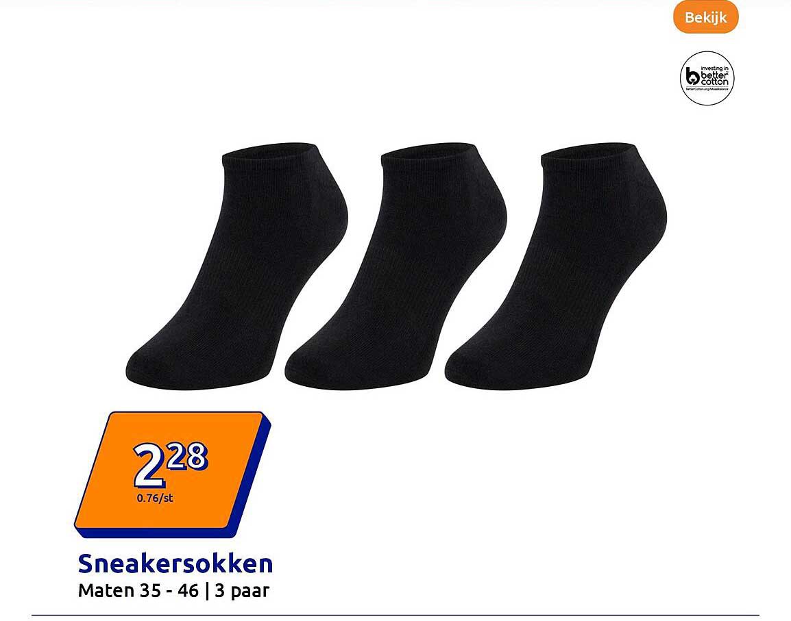 Sneakersokken Maten 35 - 46 | 3 paar