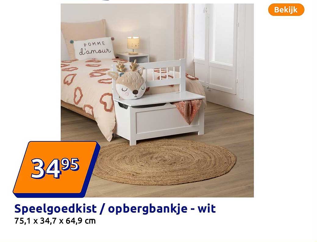 Speelgoedkist / opbergbankje - wit