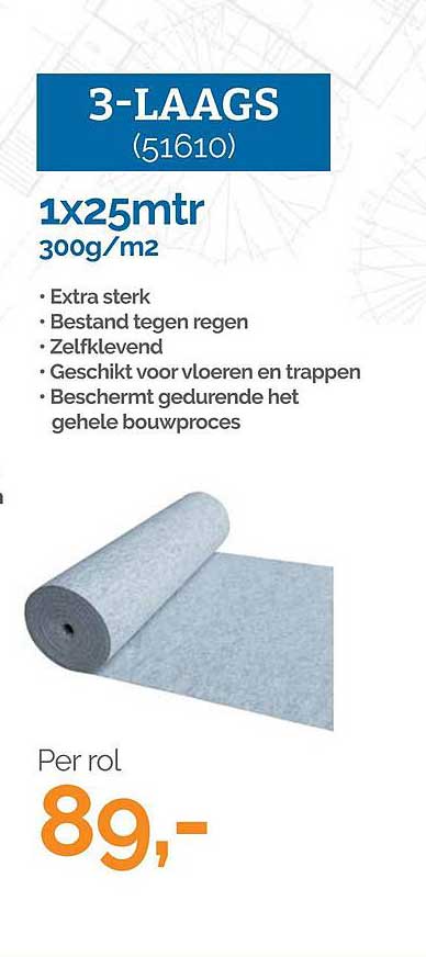 3-LAAGS (51610) 1x25mtr 300g/m2