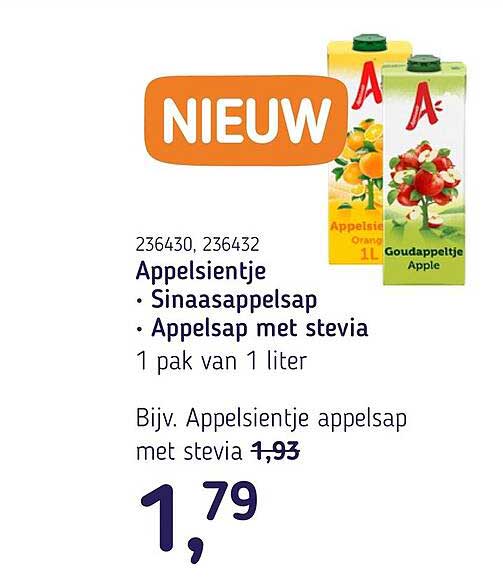 Appelsientje - Sinaasappelsap - Appelsap met stevia