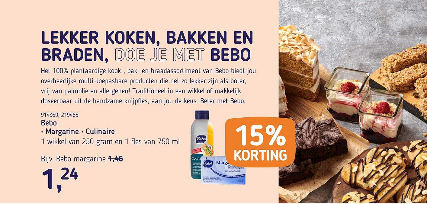 Bebo • Margarine • Culinaire 15% KORTING