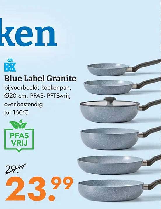 Blue Label Granite voorbeeld: koekenpan, Ø20 cm, PFAS- PTFE-vrij, ovenbestendig tot 160°C