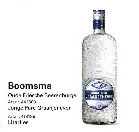 Boomsma Oude Friesche Beerenburger Jonge Pure Graanjenever Literfles