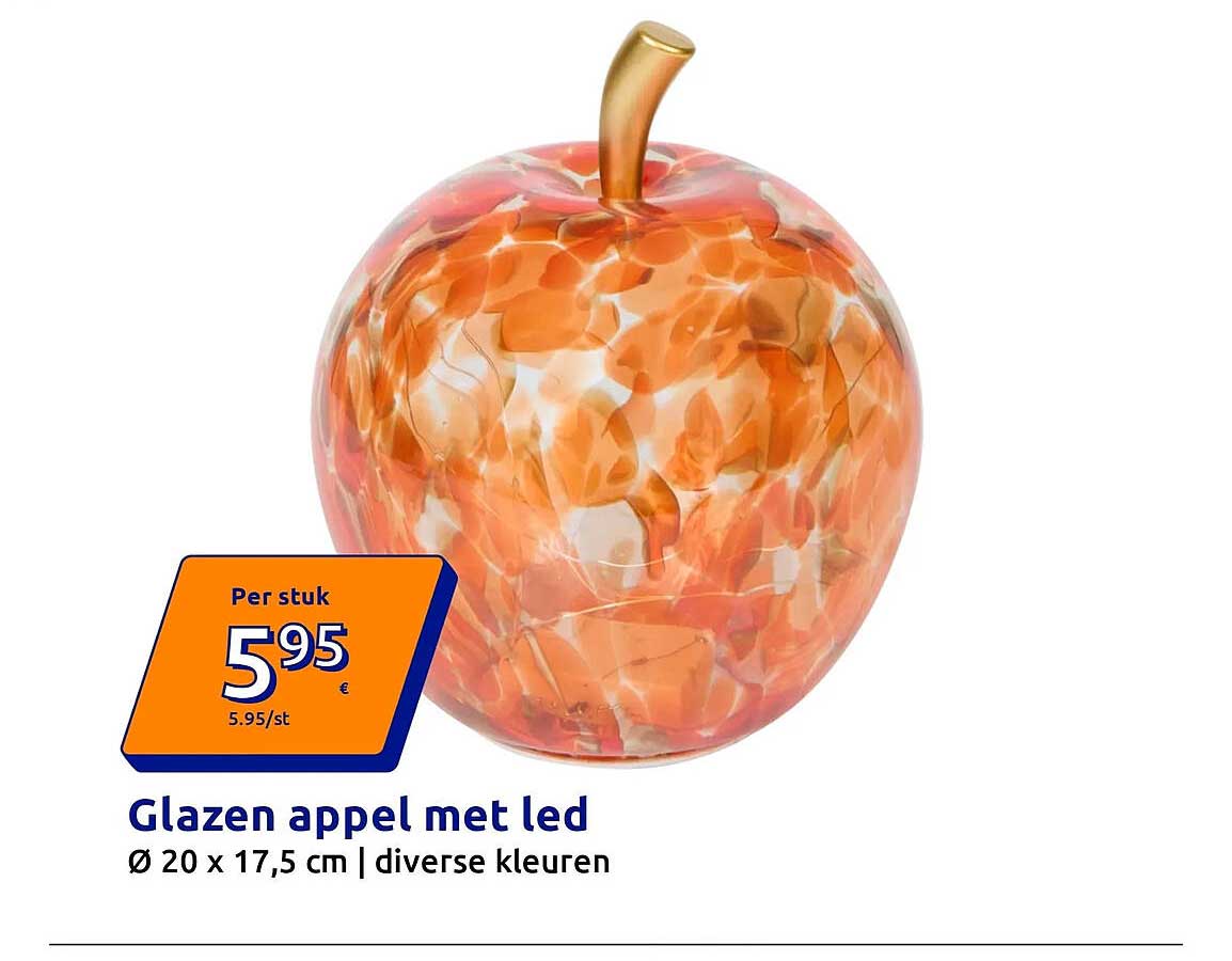 Glazen appel met led