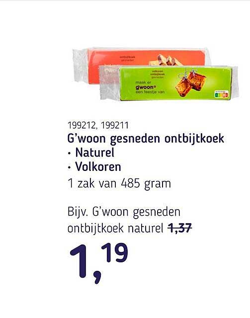 G'woon gesneden ontbijtkoek • Naturel • Volkoren
