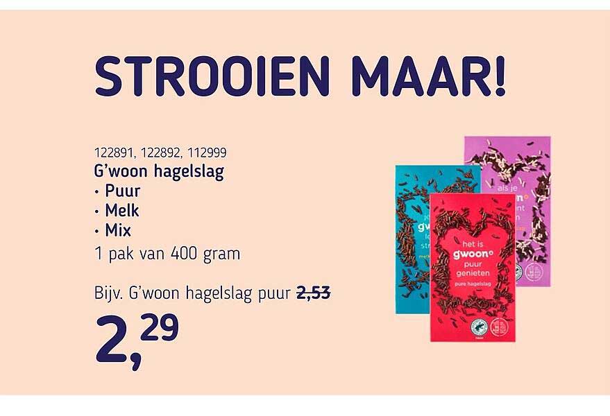 G'woon hagelslag • Puur • Melk • Mix