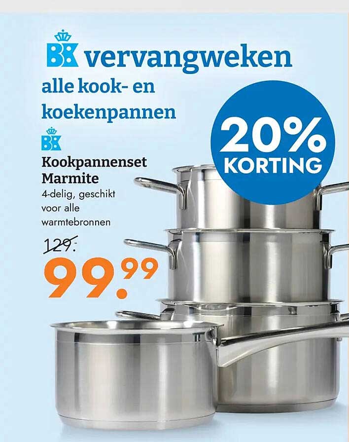 Kookpannenset Marmite 4-delig, geschikt voor alle warmtebronnen 20% KORTING