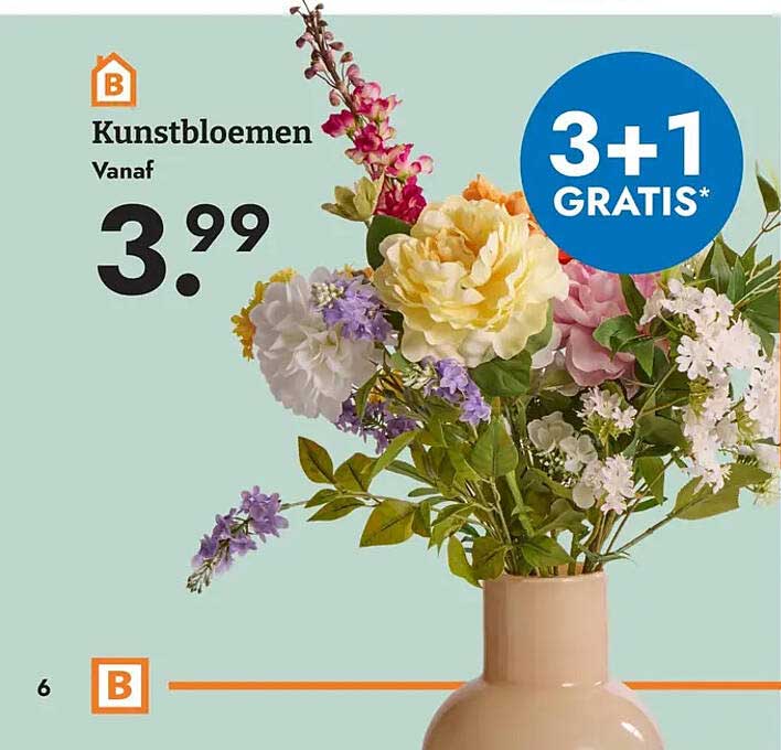 Kunstbloemen 3+1 GRATIS*
