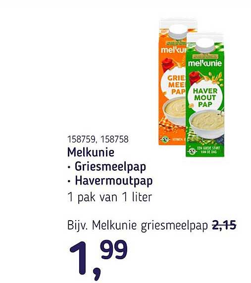 Melkunie • Griesmeelpap • Havermoutpap 1 pak van 1 liter