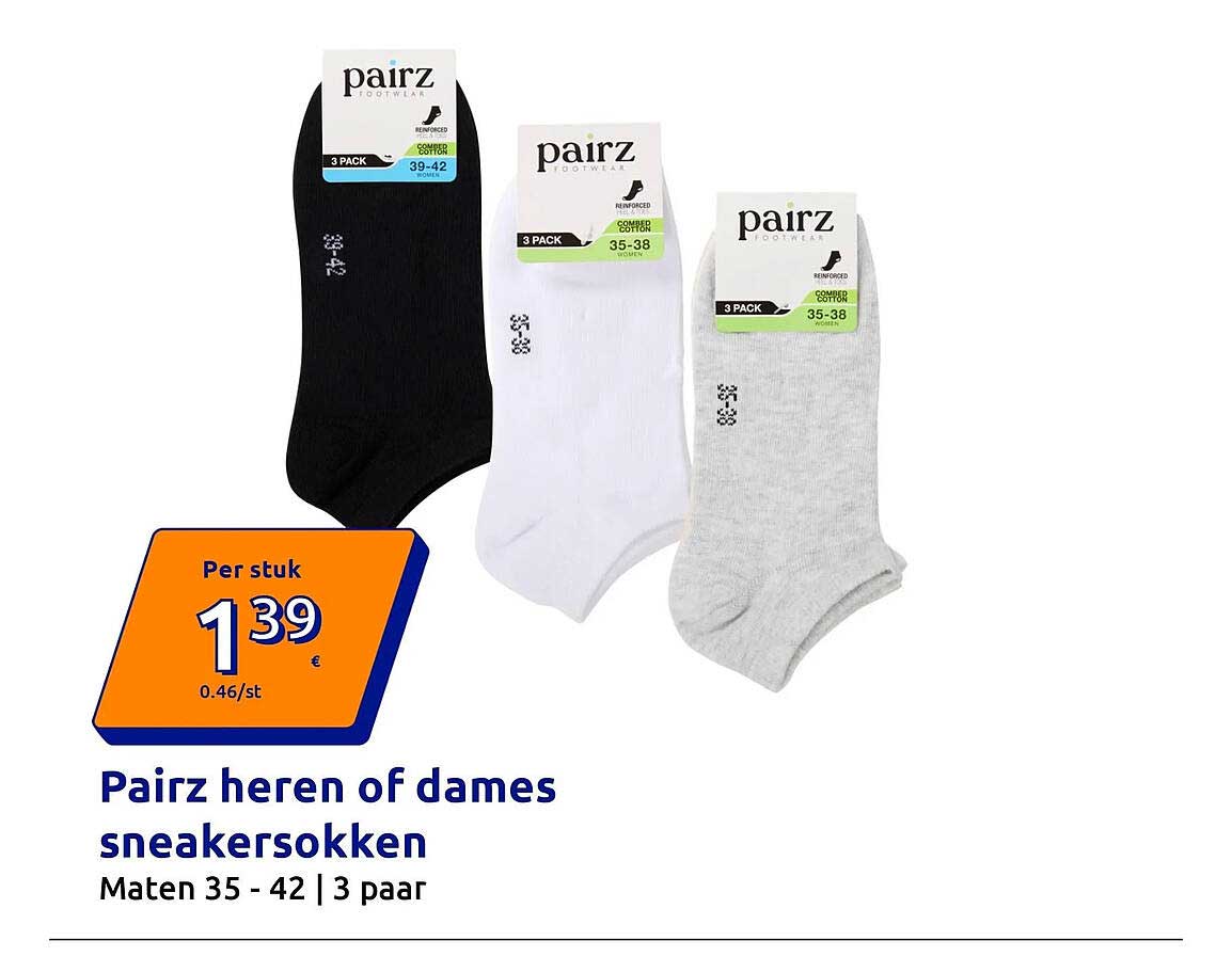 Pairz heren of dames sneakersokken