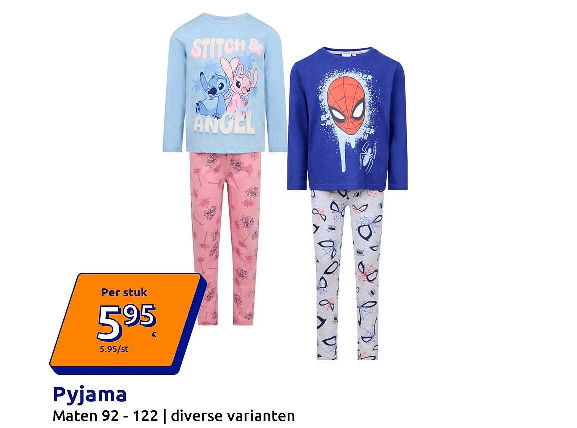 Pyjama Maten 92 - 122 | diverse varianten