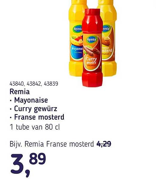 Remia • Mayonaise • Curry gewürz • Franse mosterd