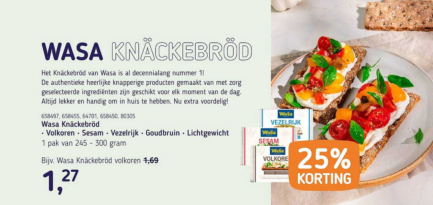 Wasa Knäckebröd - Volkoren • Sesam • Vezelrijk • Goudbruin • Lichtgewicht 25% KORTING