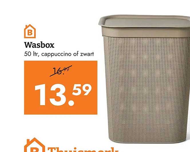 Wasbox 50 ltr, cappuccino of zwart