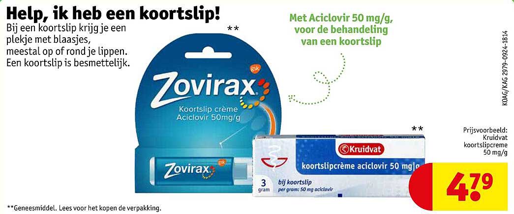 Zovirax Koortslip crème Aciclovir 50 mg/g