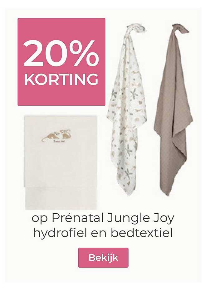 20% korting op Prénatal Jungle Joy hydrofiel en bedtextiel