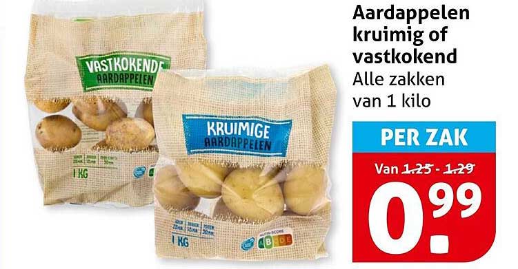 Aardappelen kruimig of vastkokend Alle zakken van 1 kilo PER ZAK