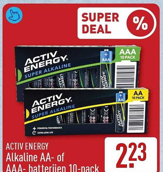ACTIV ENERGY Alkaline AA- of AAA- batterijen 10-pack