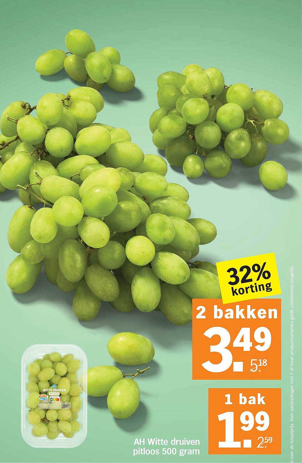 AH Witte druiven pitloos 500 gram