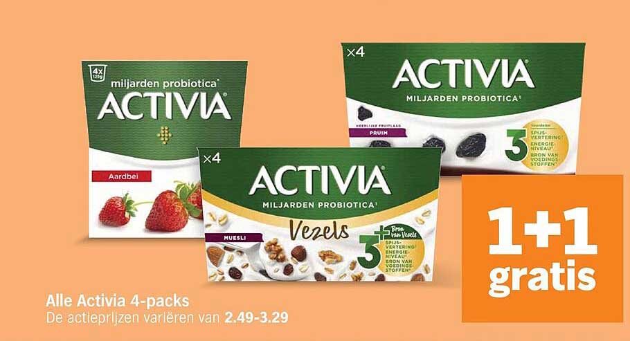 Alle Activia 4-packs 1+1 gratis