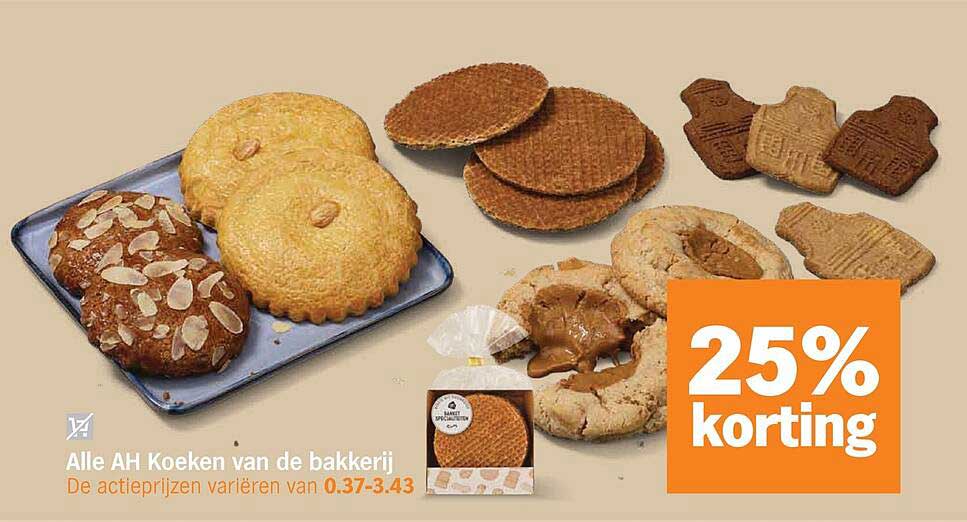 Alle AH Koeken van de bakkerij 25% korting