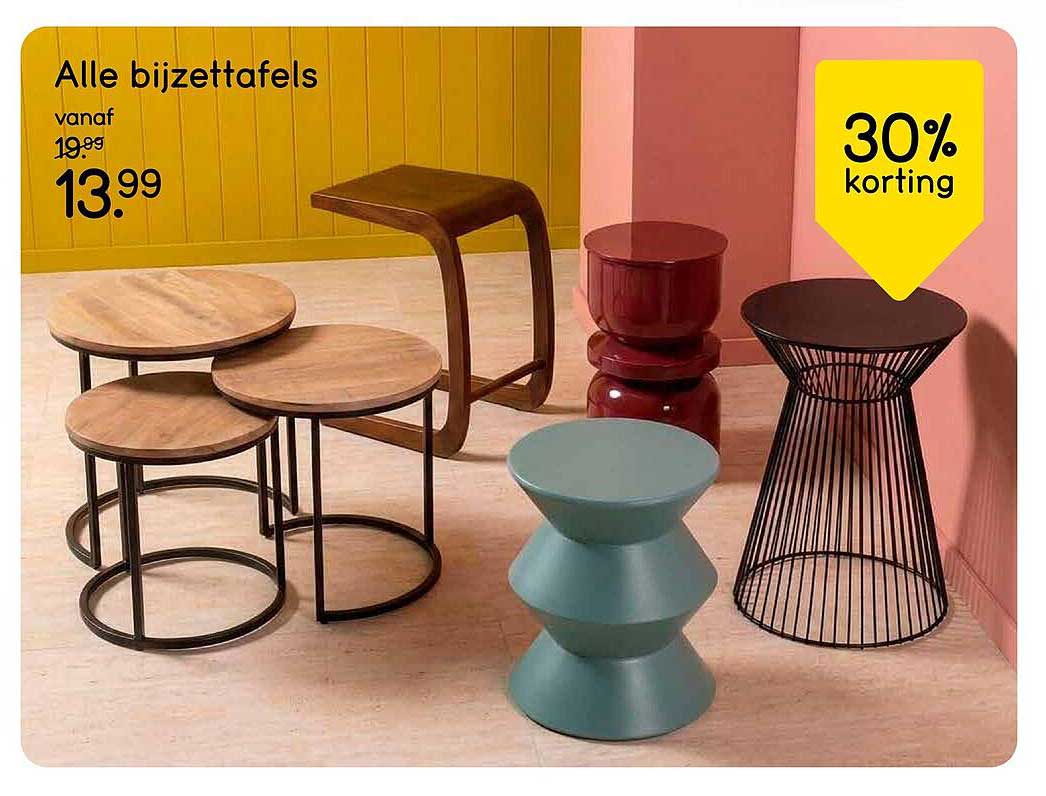 Alle bijzettafels 30% korting