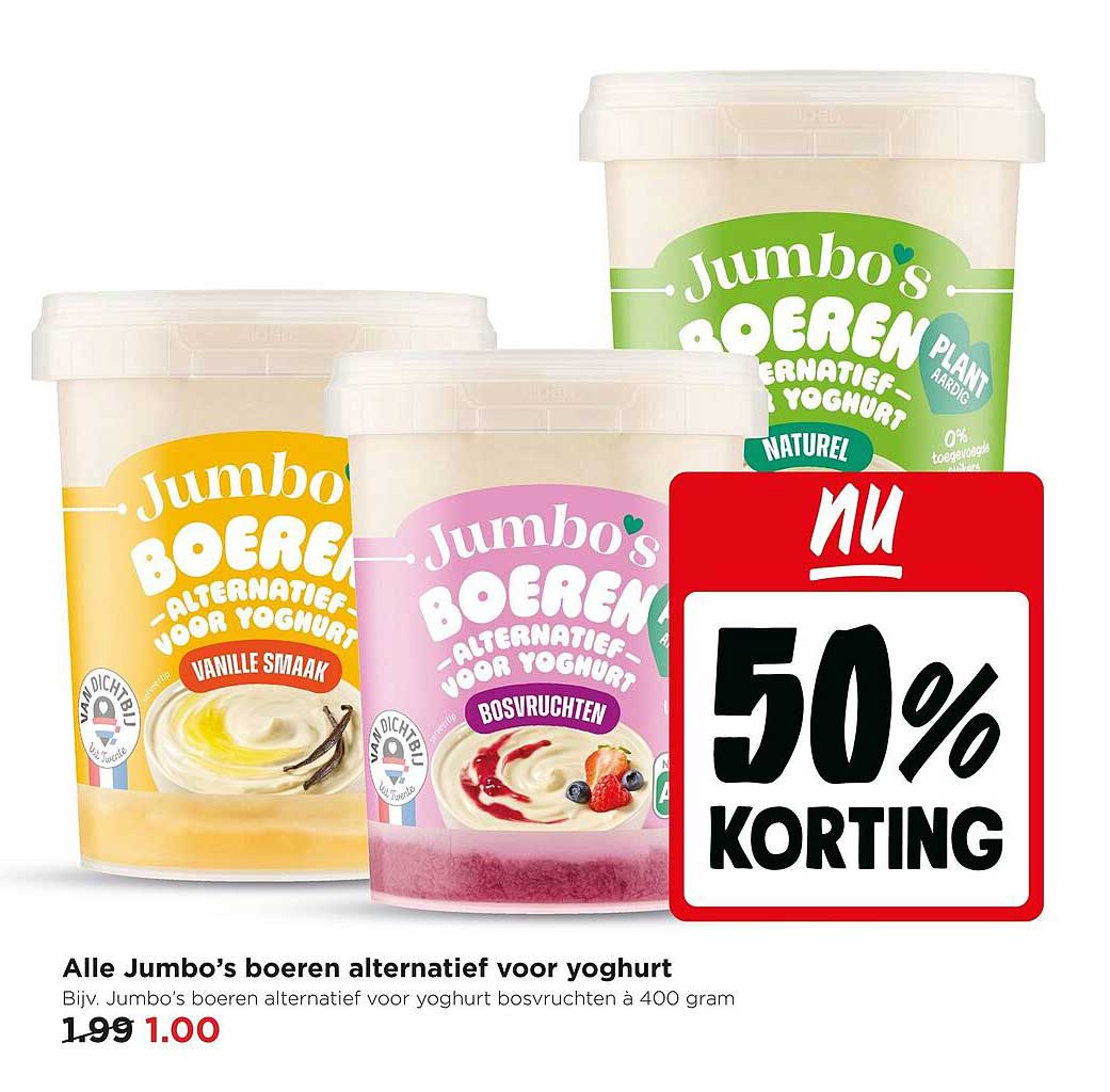 Alle Jumbo’s boeren alternatief voor yoghurt 50% korting