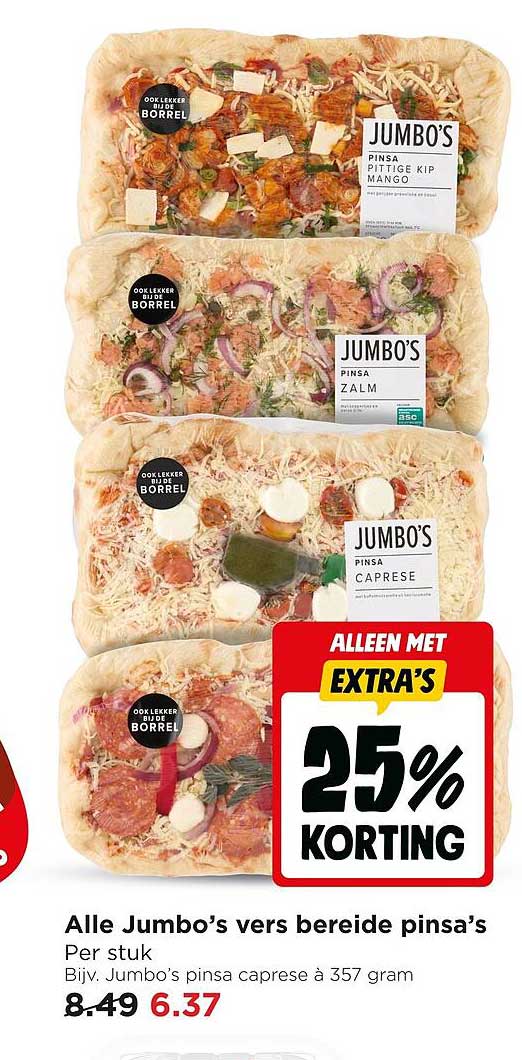 Alle Jumbo's vers bereide pinsa's - 25% korting