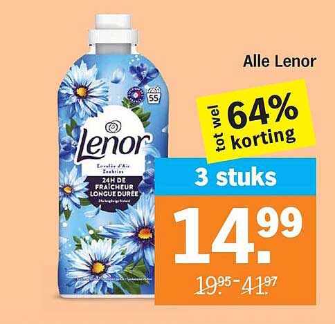 Alle Lenor tot wel 64% korting 3 stuks