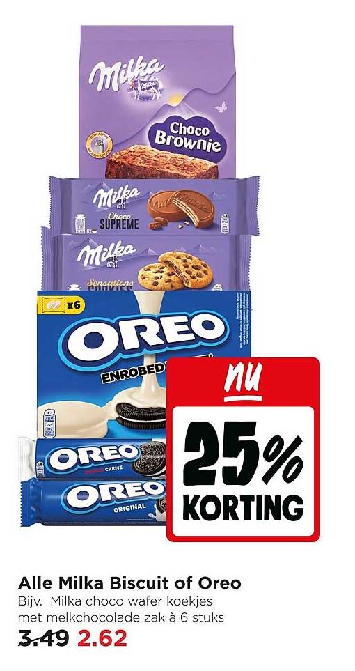 Alle Milka Biscuit of Oreo NU 25% KORTING
