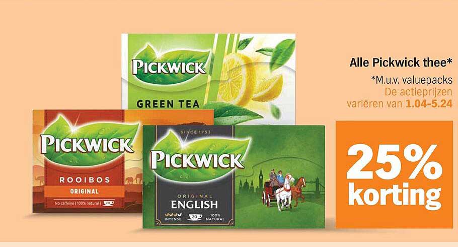 Alle Pickwick thee* 25% korting