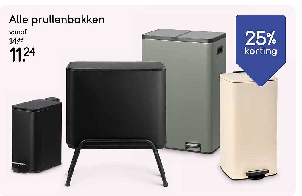 Alle prullenbakken 25% korting
