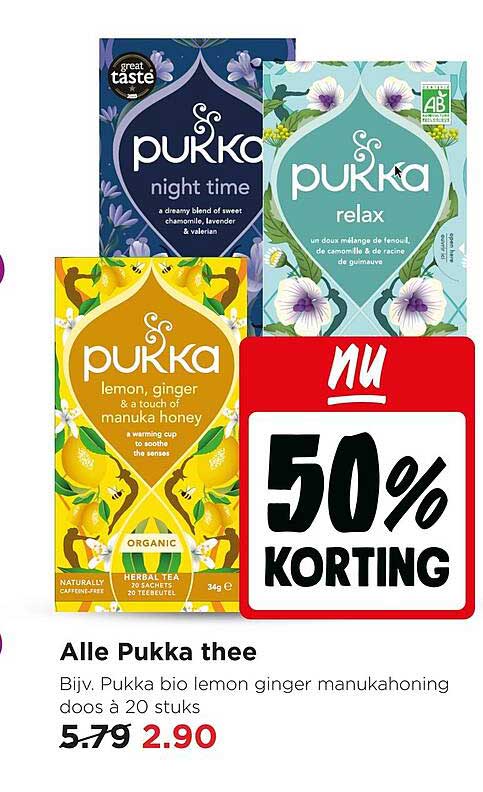 Alle Pukka thee 50% KORTING
