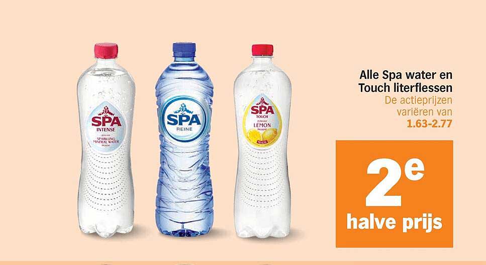Alle Spa water en Touch literflessen 2e halve prijs